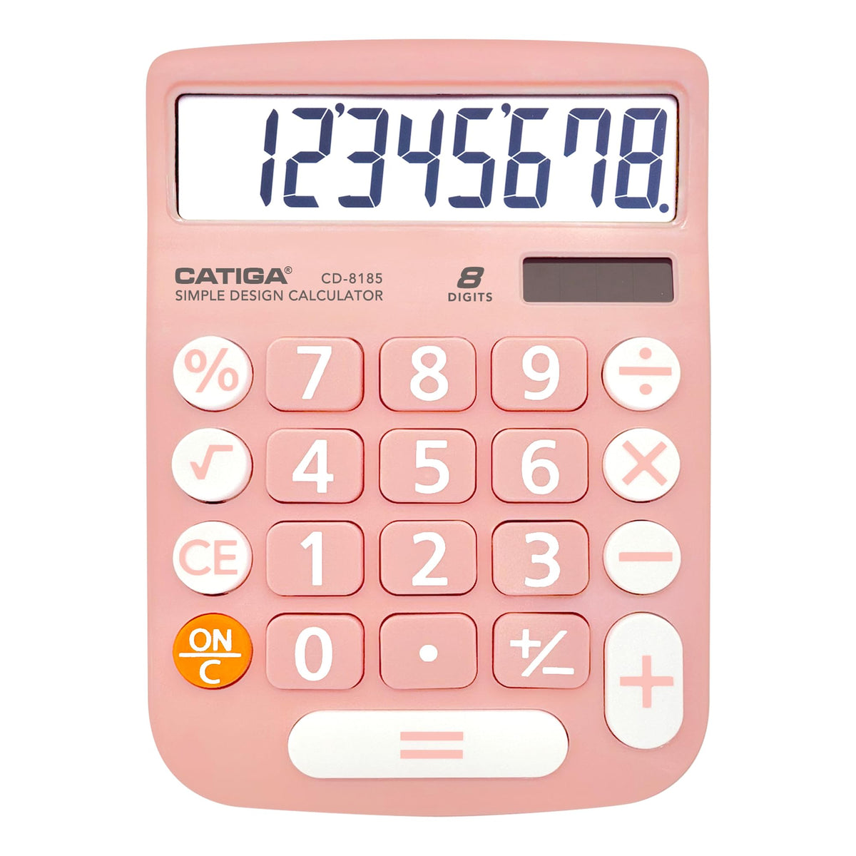 Calculadora CATIGA Solar LCD Blanco Botones Grandes básica de 8 Dígitos para Hogar, Oficina y Escuela