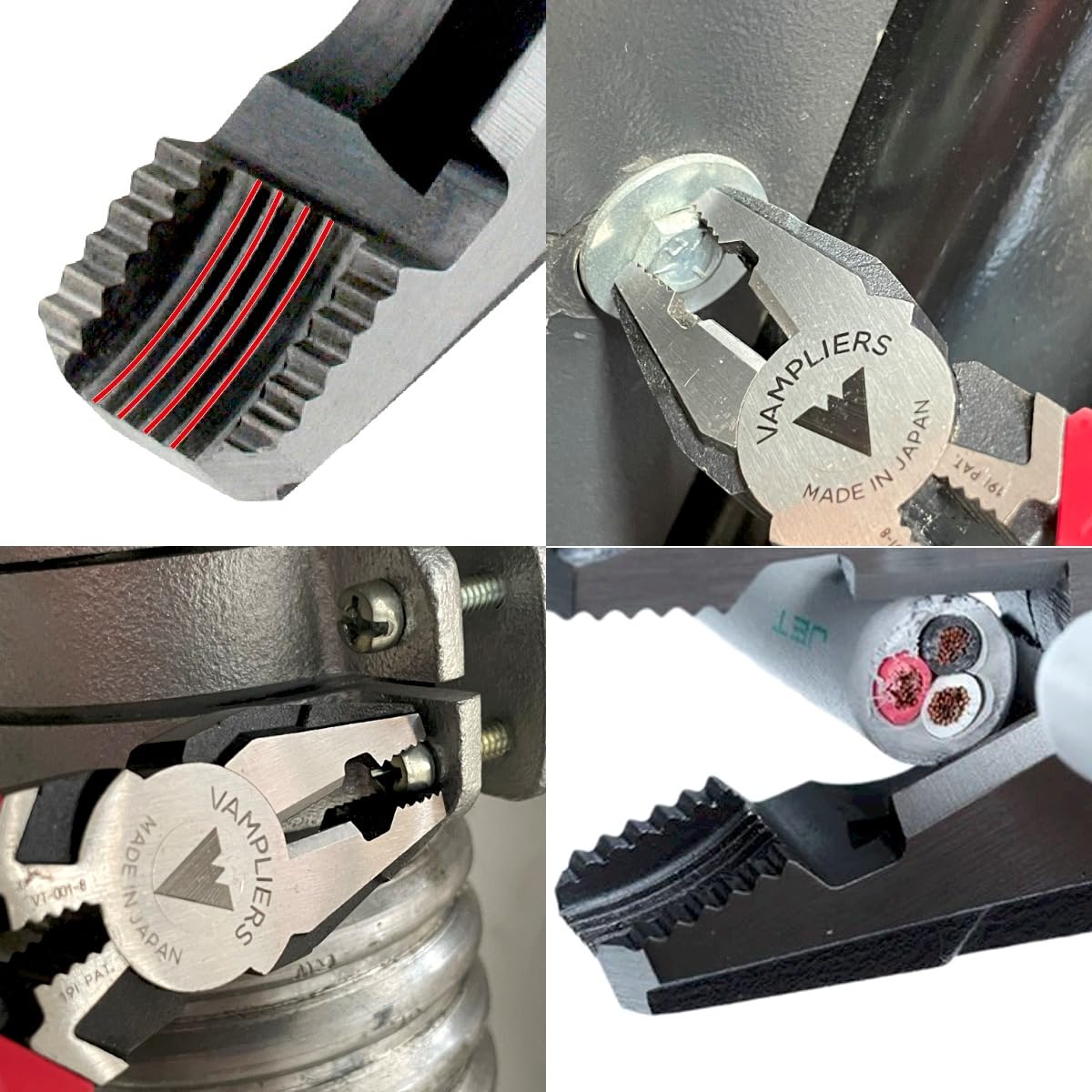 VAMPLIERS - Juego de 2 alicates para extracción de tornillos, fabricado en Japón: alicates de linemans de 8 pulgadas + mini alicates para quitar tornillos de 5 pulgadas con agarre seguro ESD