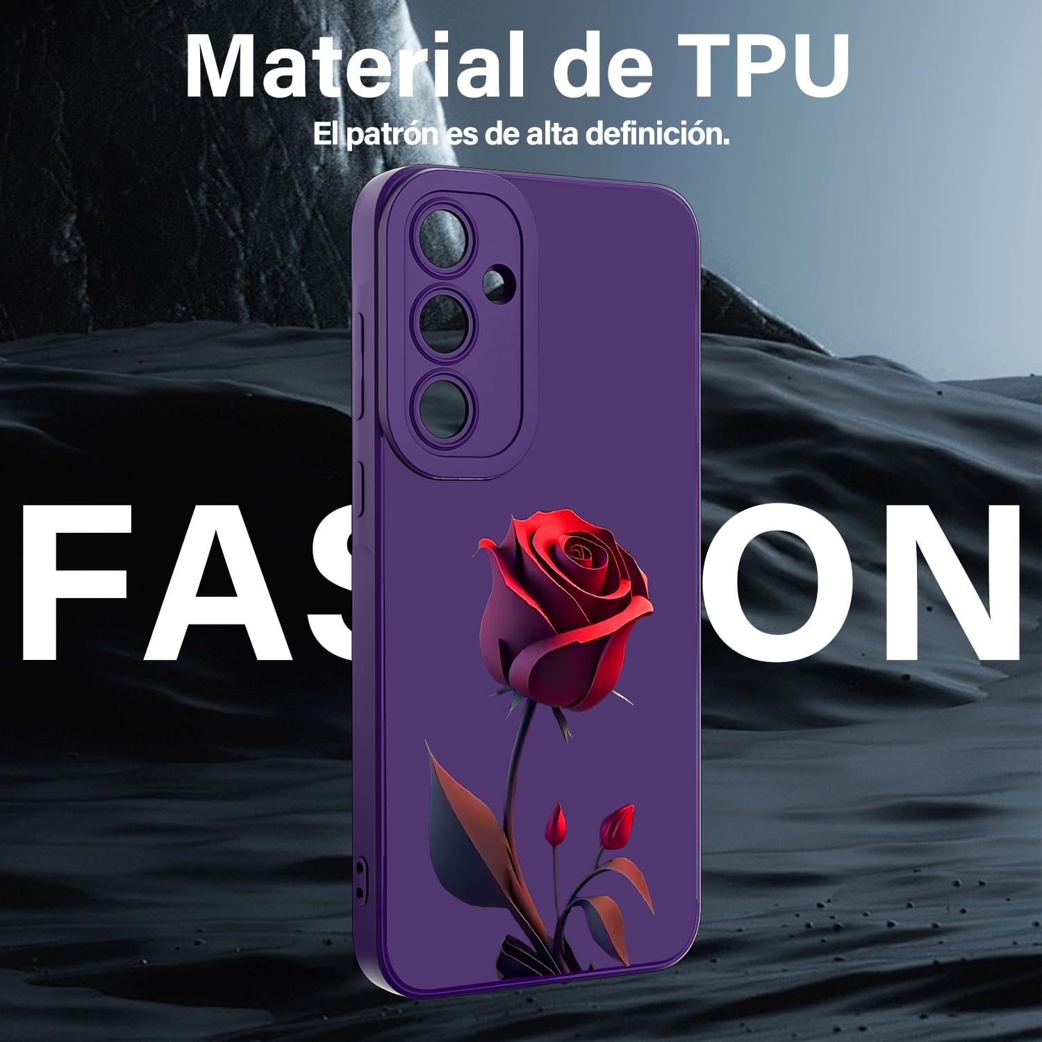 Threehao Funda para Samsung Galaxy A35 Case Uso Rudo, Ultra Delgado Flexible Silicona Púrpura Carcasa con Aesthetic Dibujos Flores, Antigolpes Anti-arañazos Protectora