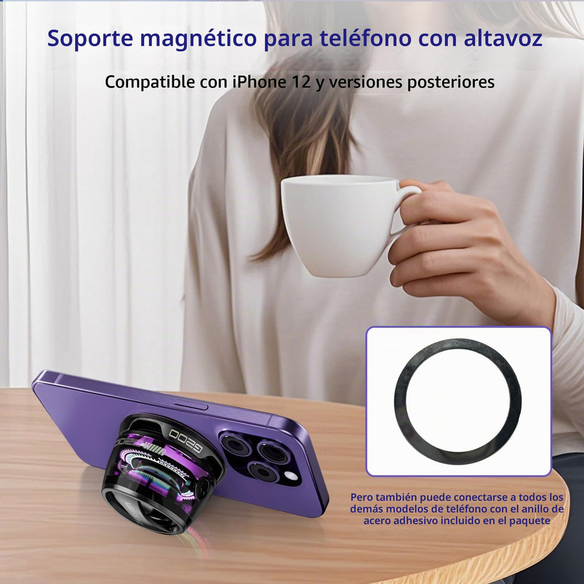 Altavoz Bluetooth ZNCRSISTY RGB Magnético con Luz y Sonido Estéreo para 7 Horas de Reproducción