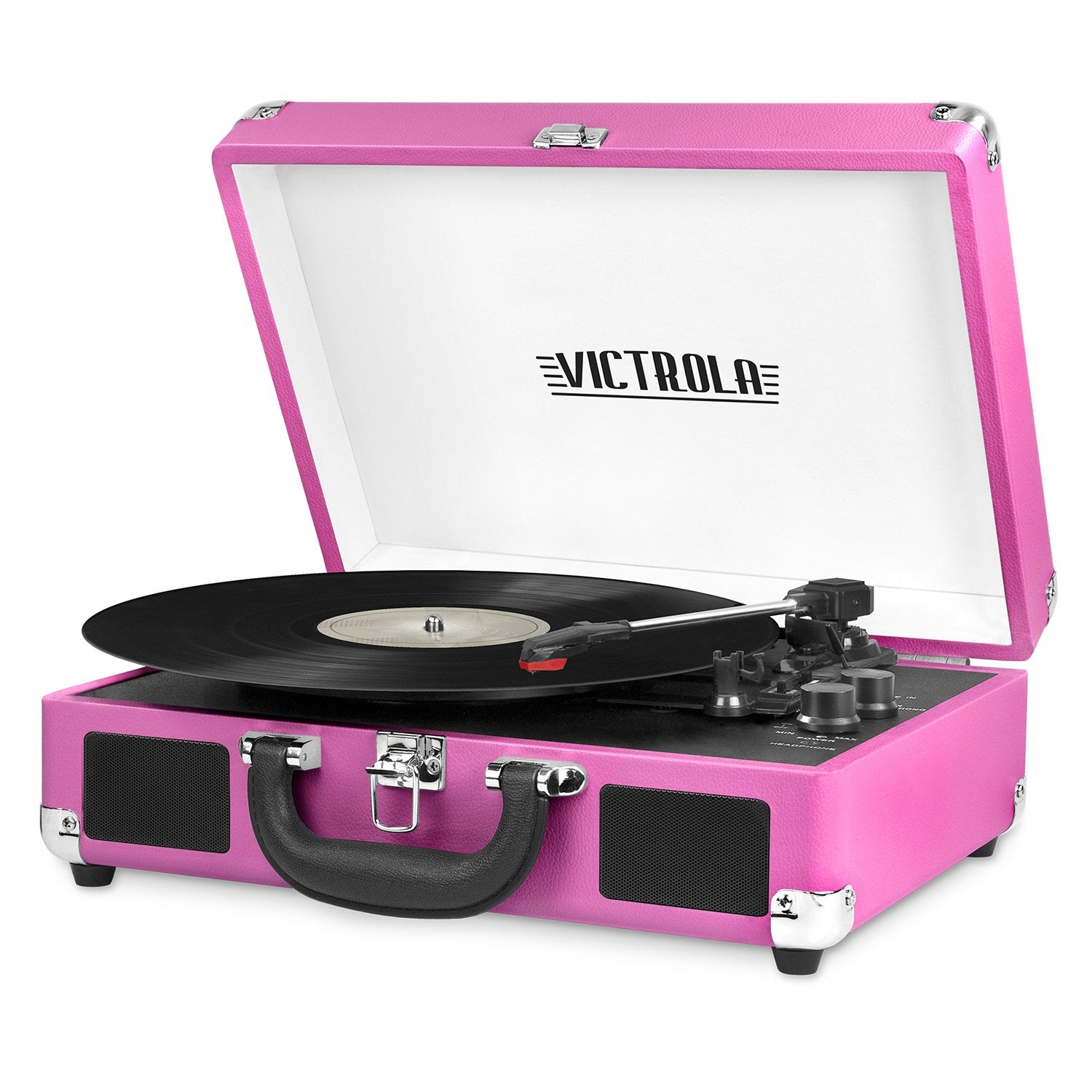 Tocadiscos Portátil Victrola Journey Rosa con Bluetooth y Parlantes Integrados