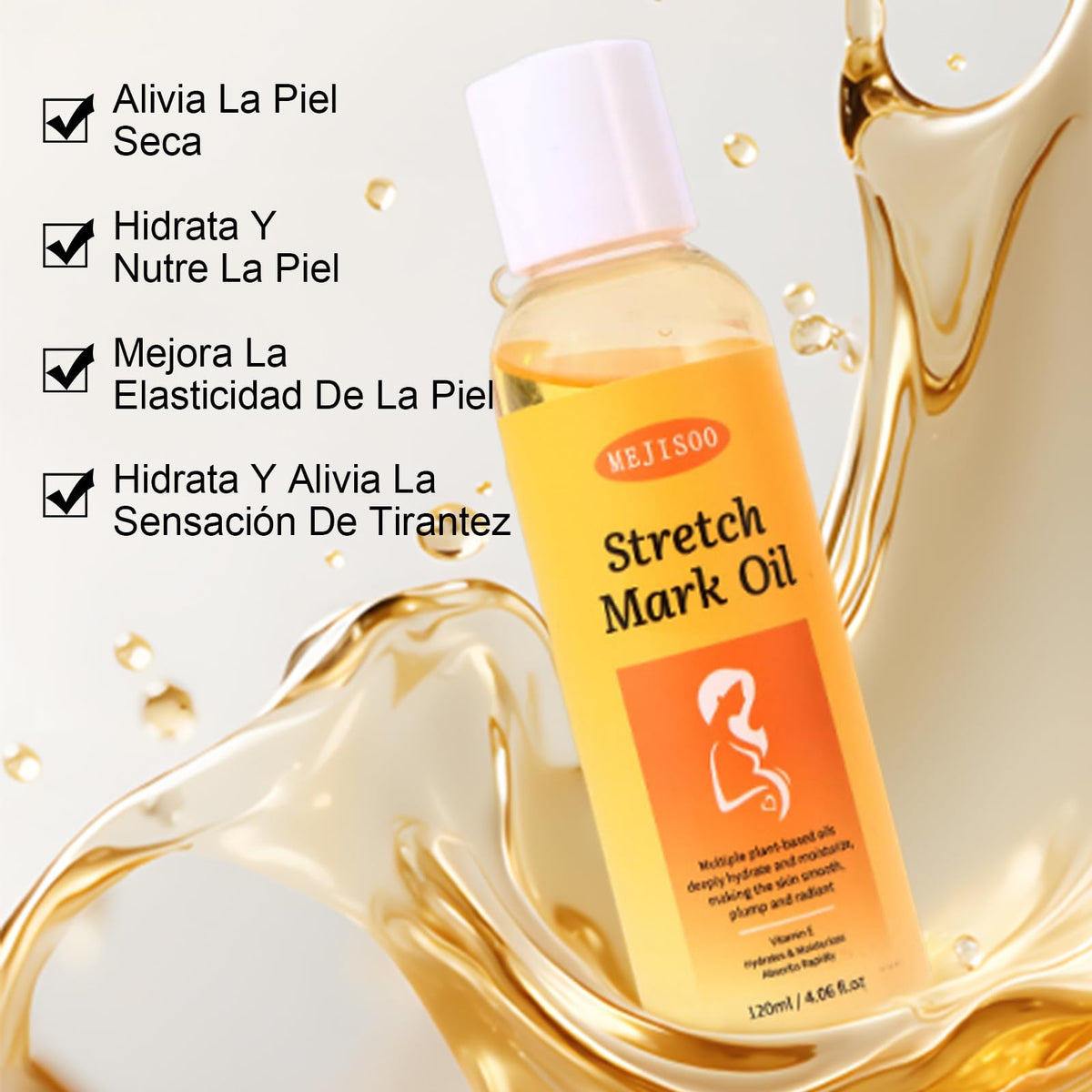 Aceite Corporal de Oliva Orgánico Para el Cuidado de Las Estrías,Hidrata y Nutre,Ligero y No Graso-120ml/4.06fi.oz