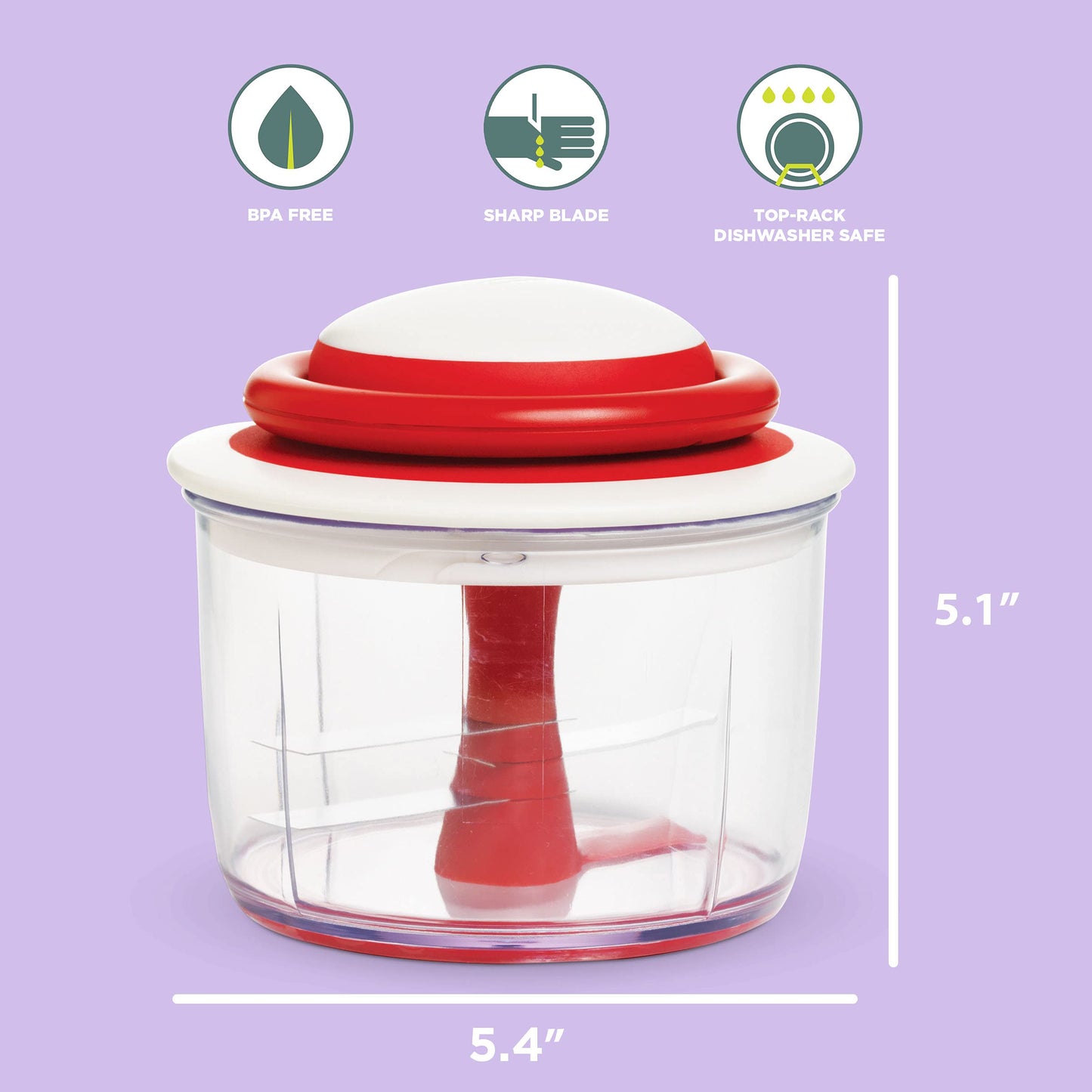 Chef'n VeggiChop - Picadora Manual de Alimentos, Cereza, 1