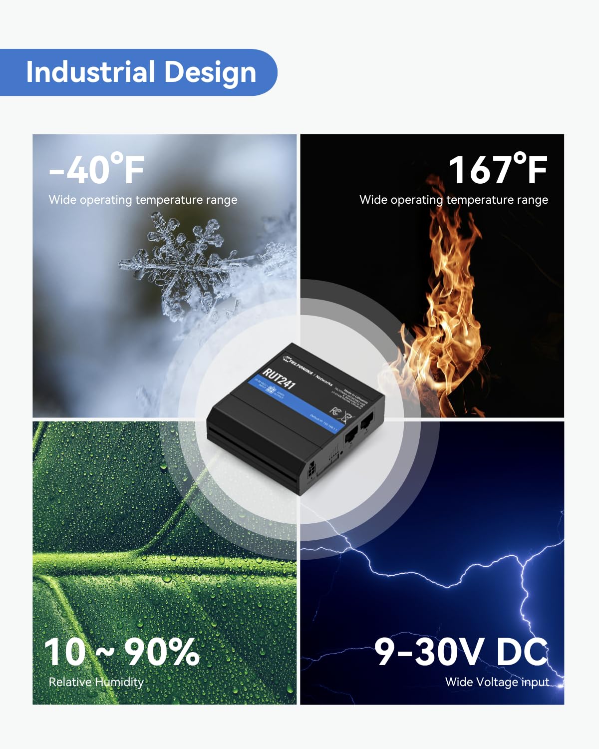 Teltonika RUT241098000 (versión de EE. UU.) Enrutador celular industrial 4G LTE, enrutador Wi-Fi 4G LTE, conmutación por error automática, VPN avanzada, certificado por Verizon/AT&T/T-Mobile