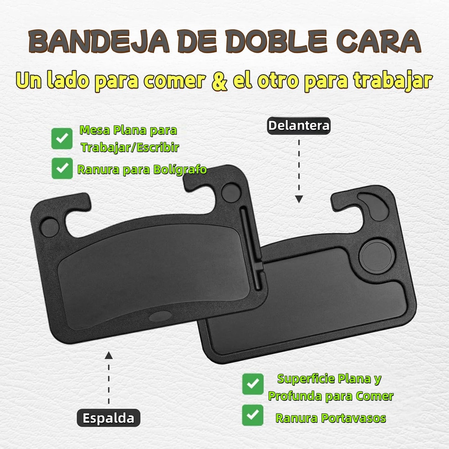 Juzanl Bandeja para Volante de Coche, Multifunciona con Portavasos (Negro)