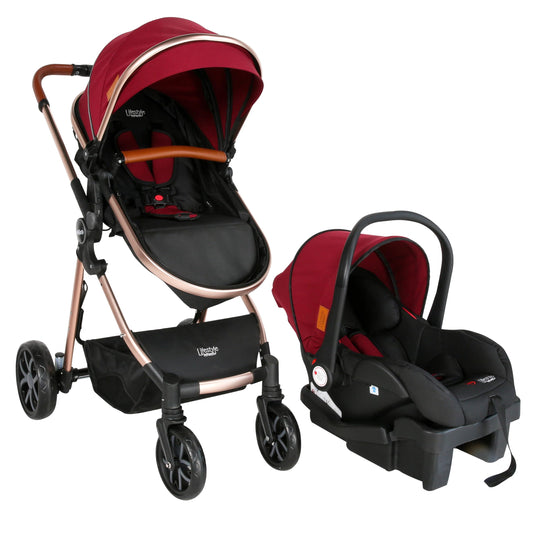 INFANTI | Carriola para Bebe MIKE Vino | Carreola con Portabebé - Carriola de Viaje Plegable - Carrito para Bebe Travel System con Asiento Reversible | Cosas para Bebes Recien Nacidos hasta 15 kg