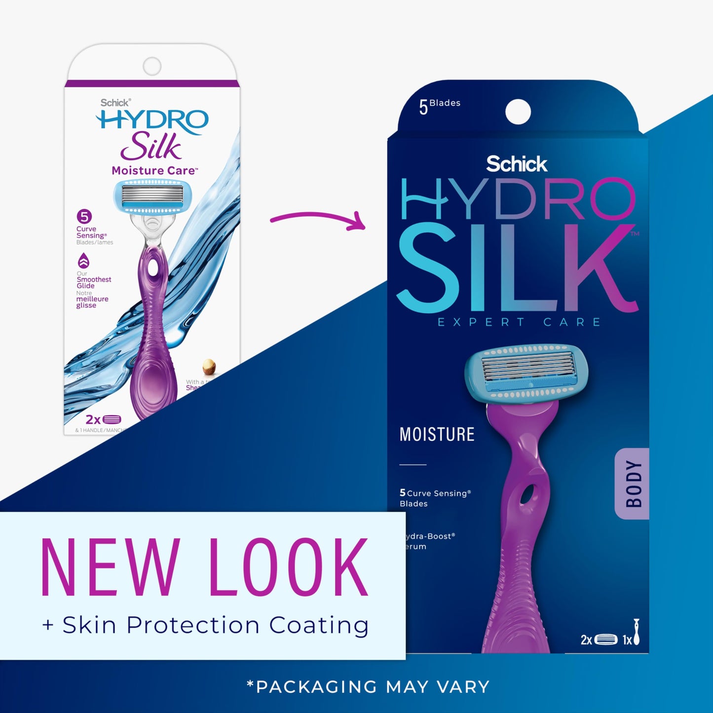 Schick Hydro Silk Razor for Women, Includes 1 Razor Handle and 2 Moisturizing Razor Blade Refills