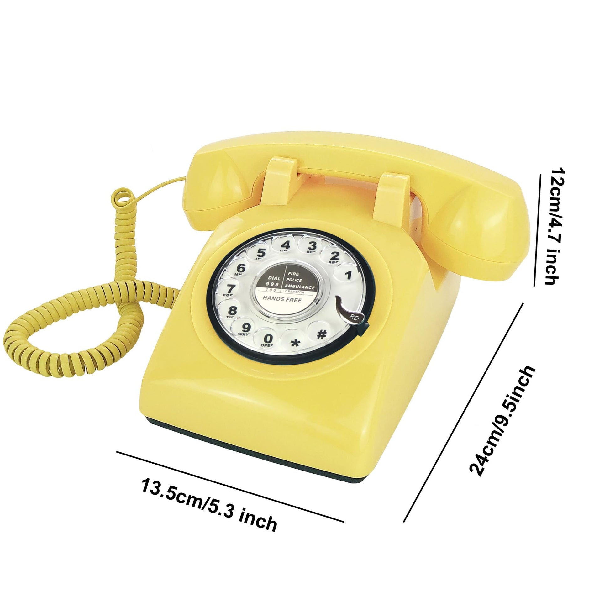 TelPal - Teléfono retro de una sola línea con cable de computadora, esfera giratoria clásica, clásico, manos libres, teléfono fijo para el hogar/oficina/hotel, teléfonos antiguos para personas mayores