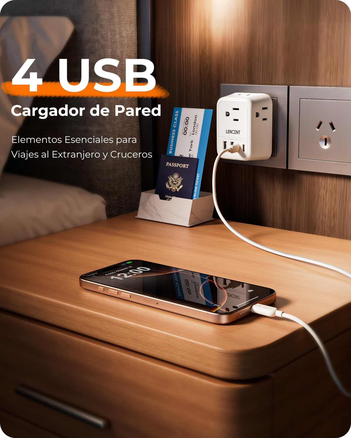 Adaptador de Enchufe Tipo I LENCENT Australia Plegable Argentina
