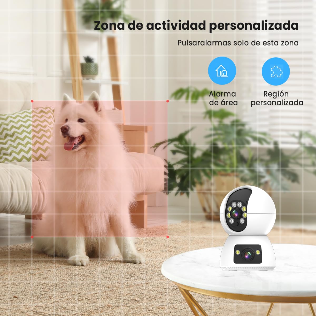 Cámara de Seguridad EASYTAO Q24 2MP WiFi Doble Lente con Audio Bidireccional y Visión Nocturna Compatible Alexa