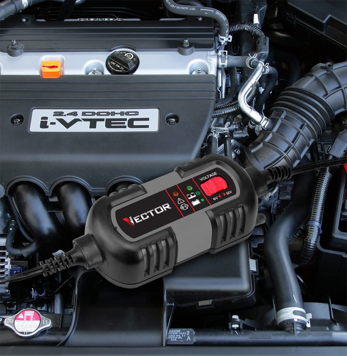 Vector Cargador de batería de 1,5 amperios, mantenedor de batería, Cargador de Trucos, BM315V, 6V y 12V, Totalmente automático