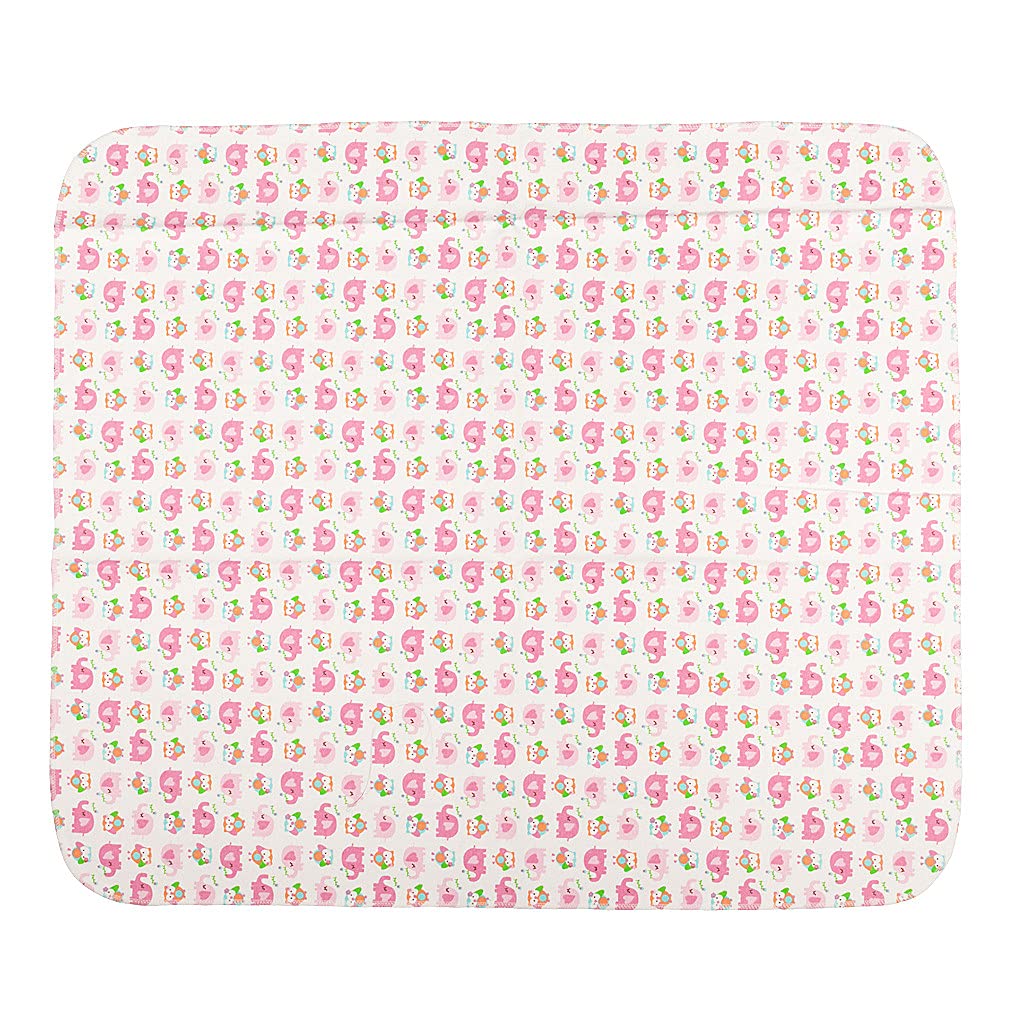 ReUseLife - Alfombrilla para cambiador de pañales de franela de algodón impermeable, tamaño grande, 31.5 x 26.5 pulgadas (elefantes rosados)