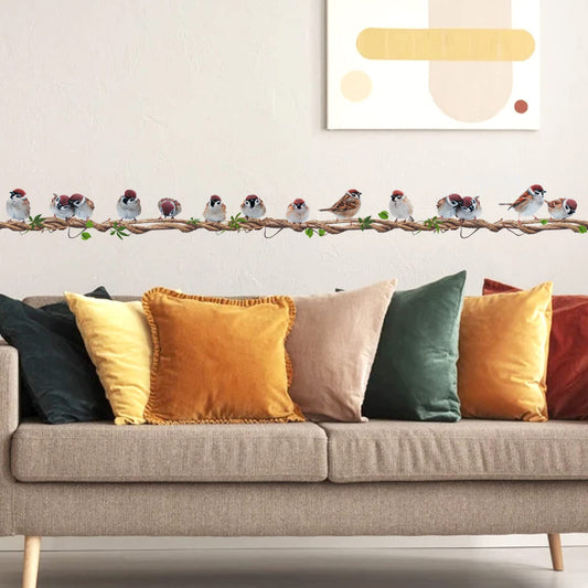 Calcomanías de pared coloridas con diseño de pájaro en árbol, calcomanías de pared creativas extraíbles, decoración de pájaros realistas, murales de vinilo para niños, niñas, dormitorio, sala de estar, habitación de guardería (pequeño)