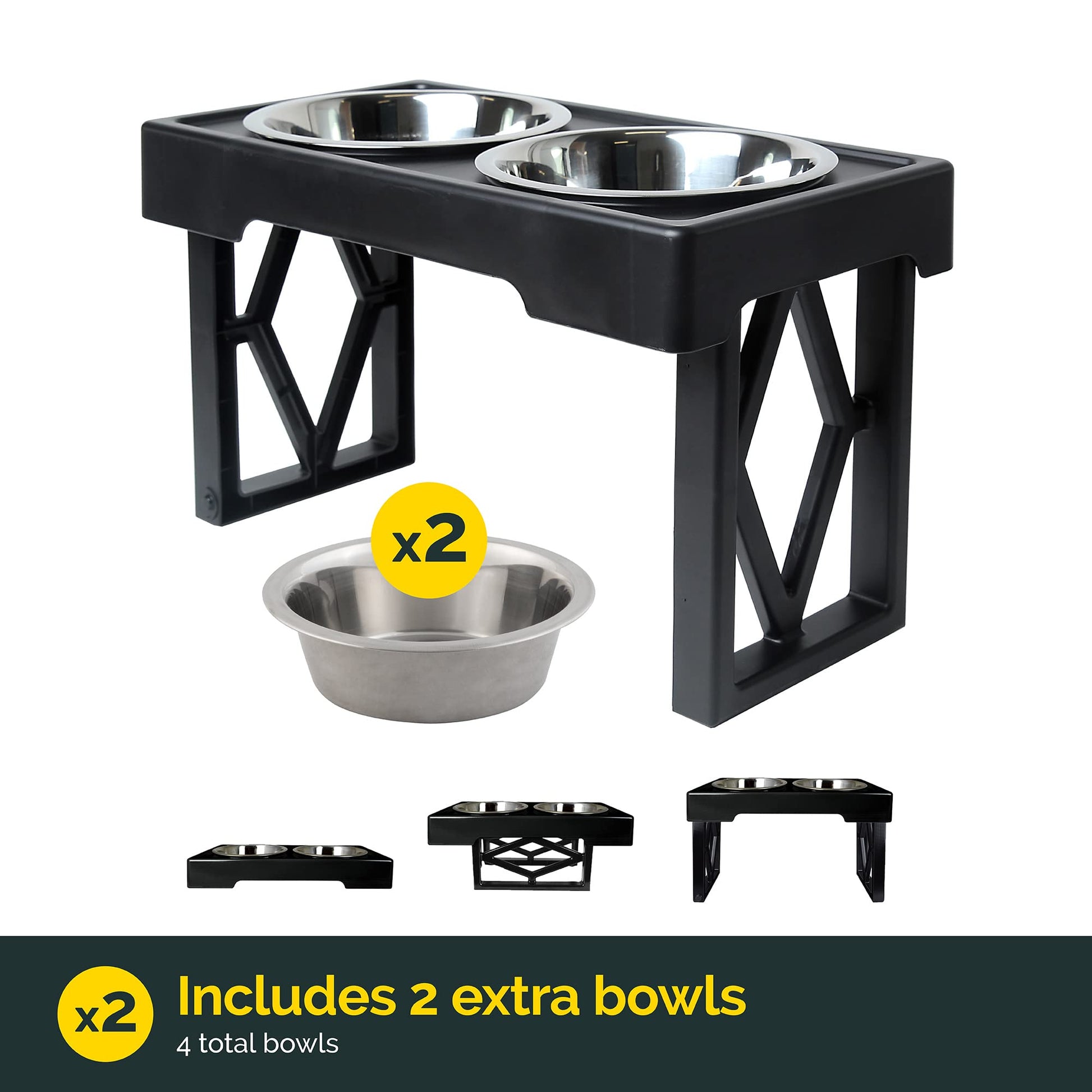 Cuencos Elevados Ajustables Pet Zone Acero Inoxidable para Perros Grandes, Medianos y Pequeños