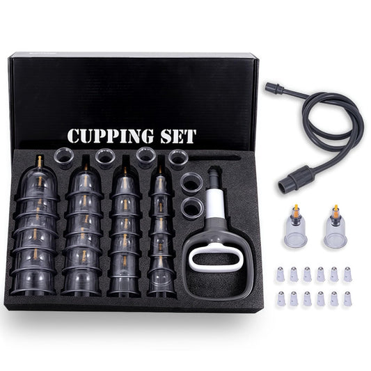 Juego de Terapia de 32 Tazas，Juego Profesional de Ventosas Chinas con Magnéticos, Kit de Ventosas Terapéuticas, Ventosas de Vacío para Aliviar la Fatiga Corporal, Espalda, Cuello y Dolor Muscular