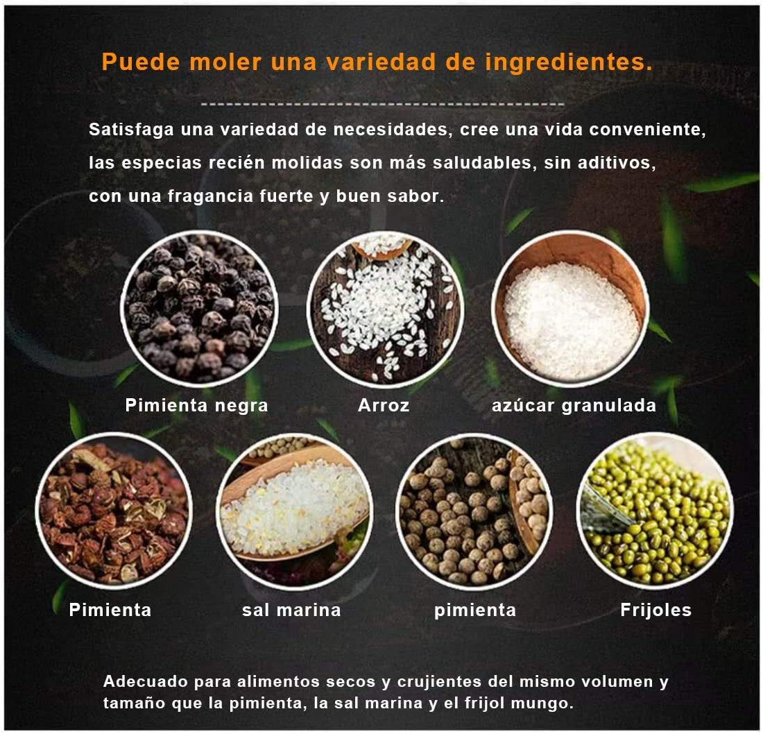 JoalGfda Juego de molinillo de sal y pimienta, molinillo de sal marina de cerámica ajustable y molinillo de pimienta de acero inoxidable, salero y pimentero de vidrio Molinillo de sal (160ml 1 pcs)