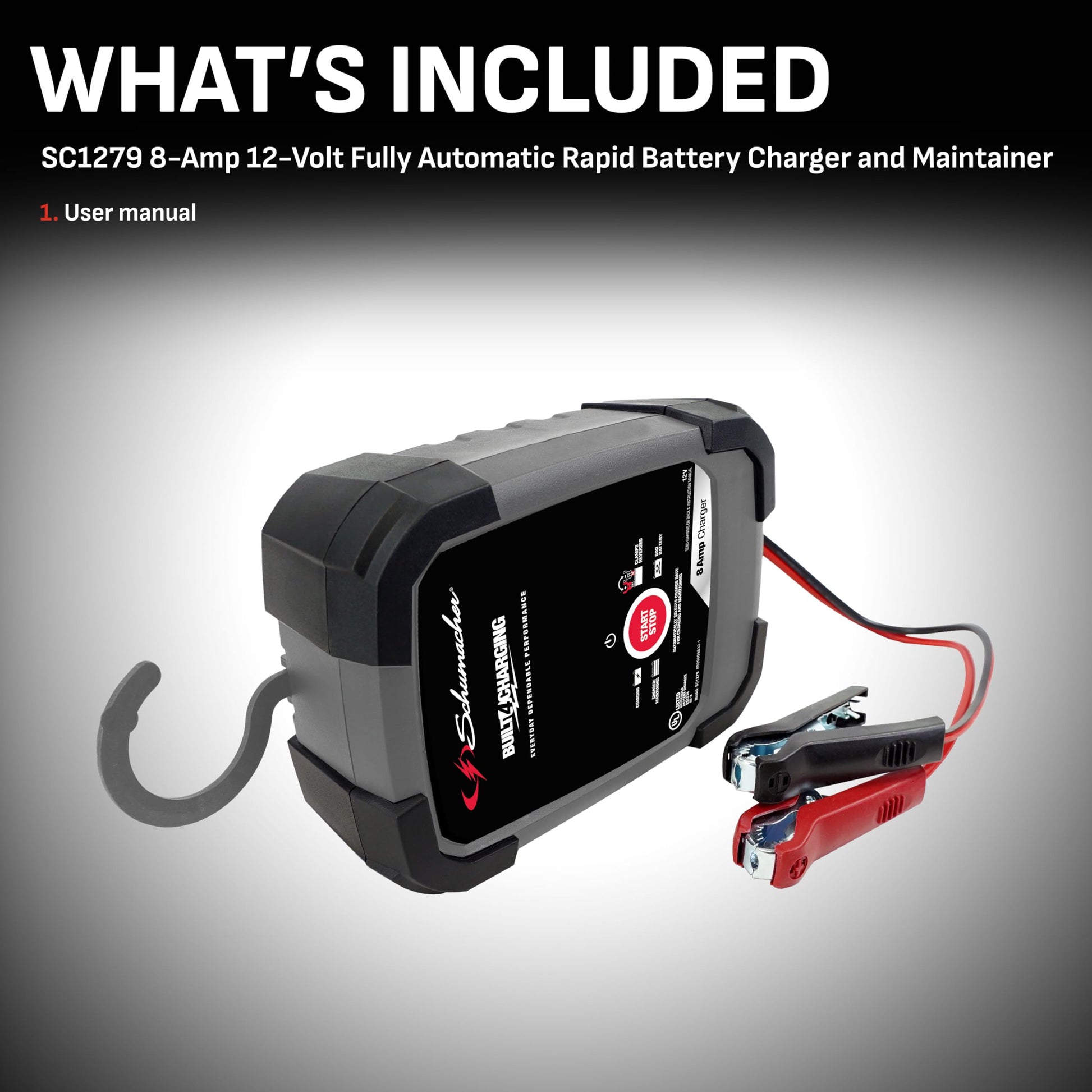 Schumacher SC1279 - Cargador y mantenedor rápido eléctrico 3 en 1, completamente automático, 8 amperios, 12 voltios y 6 voltios con desulfatación para motocicletas, deportes de potencia, marina, coche