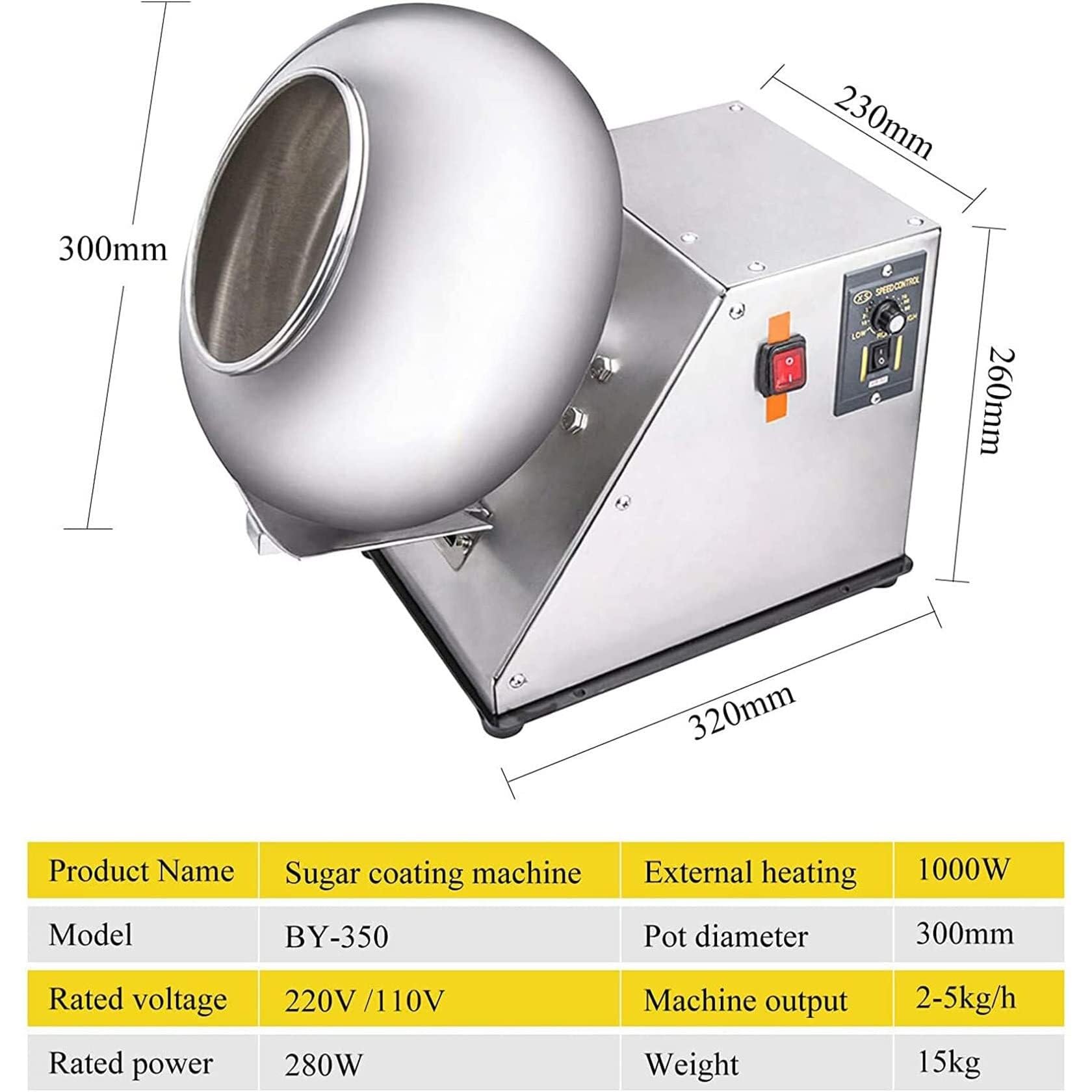 Máquina de recubrimiento de azúcar, pequeña mini máquina de revestimiento de chocolate comercial, máquina pulidora de recubrimiento de chocolate de 2-5 kg/H Máquina secadora de recubrimiento