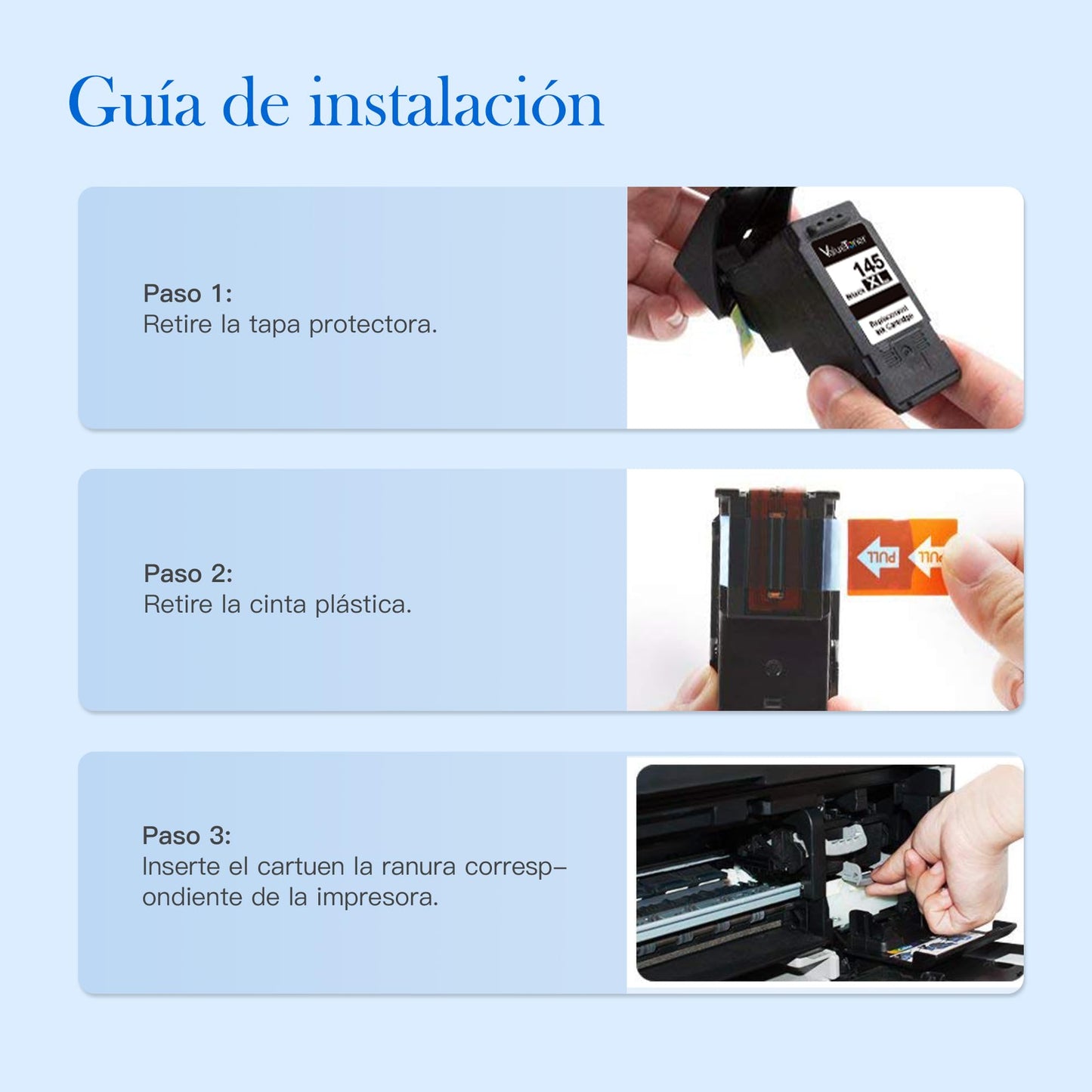 Cartucho de Tinta Valuetoner Negro Remanufacturado Compatible con Canon Pixma TS3110 MG2410 MG2510 MG3010 MG2910 IP2810