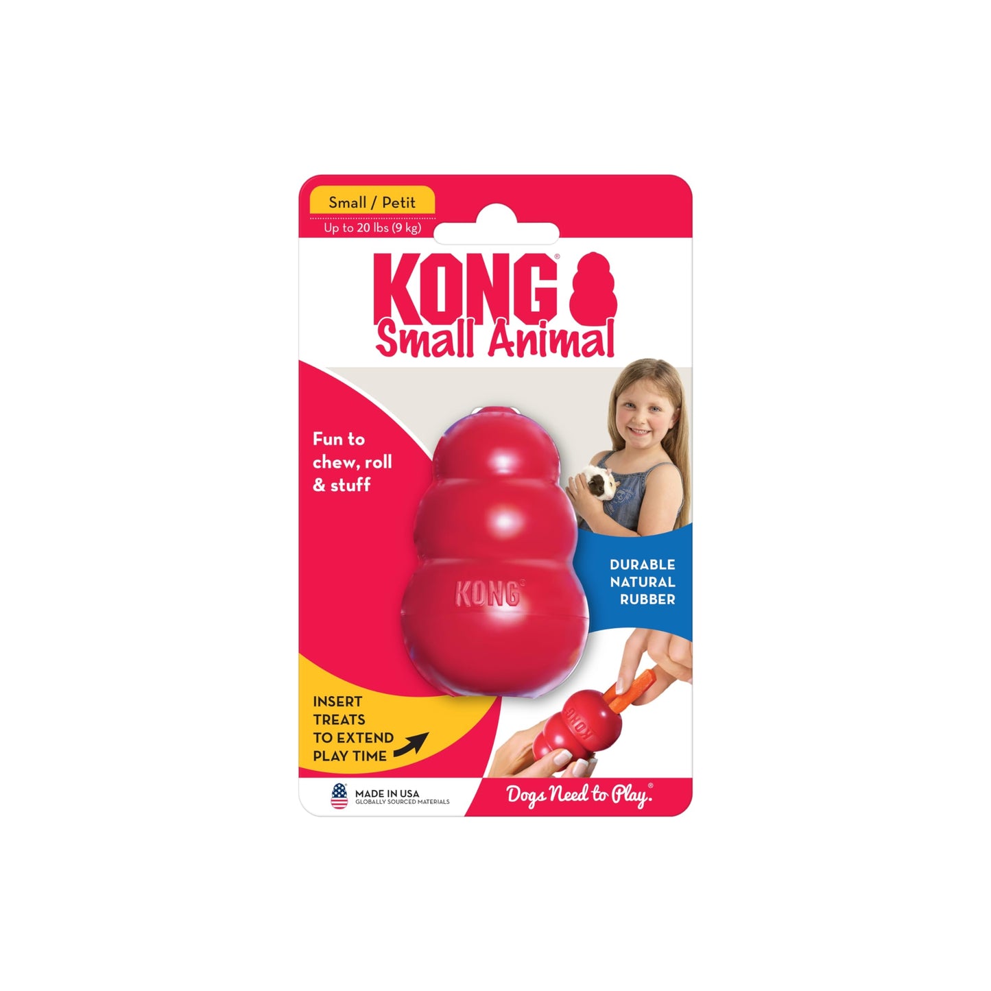 Kong Juguete Interactivo Classic para Aves y Hurones/Conejos, Color Rojo, Talla Única