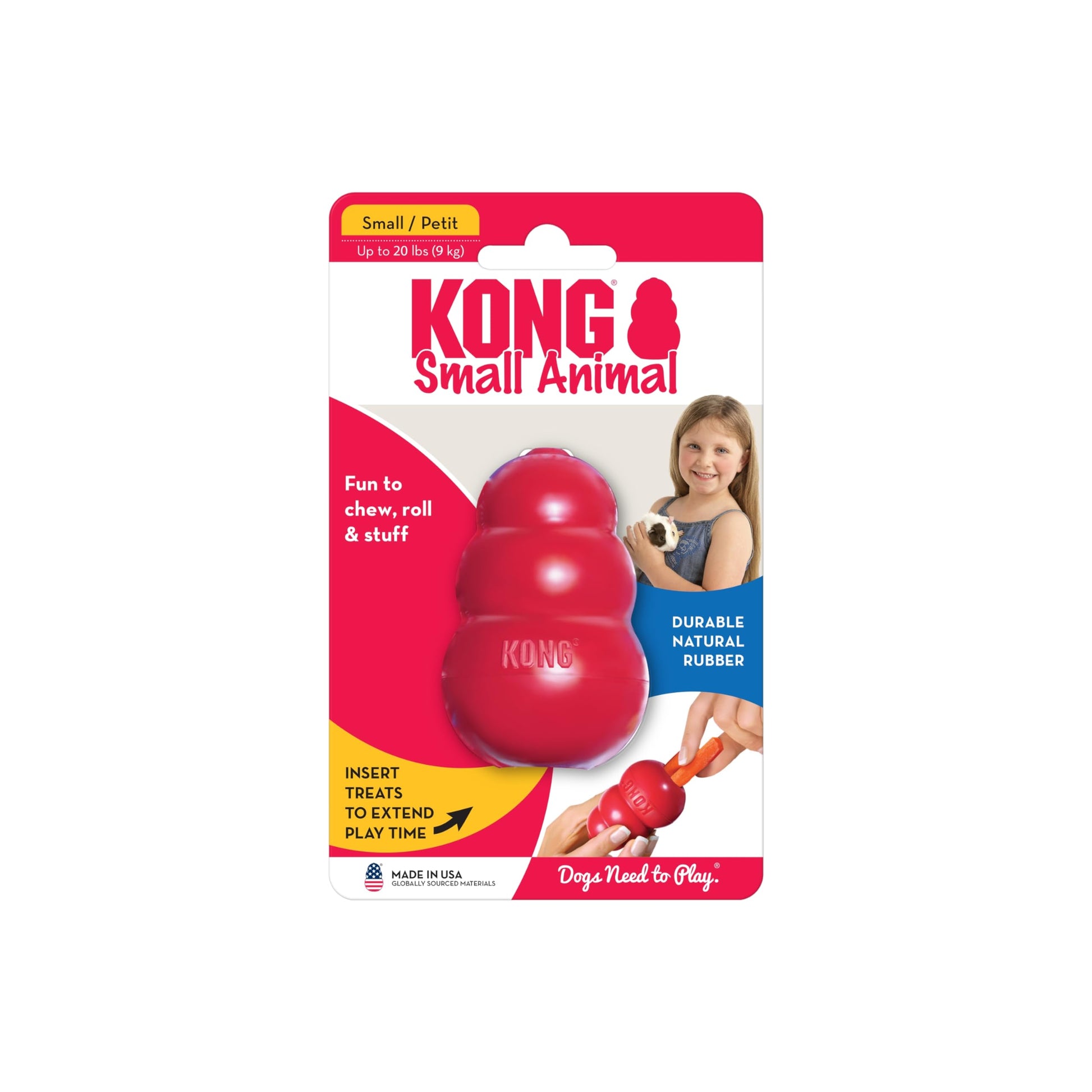 Kong Juguete Interactivo Classic para Aves y Hurones/Conejos, Color Rojo, Talla Única