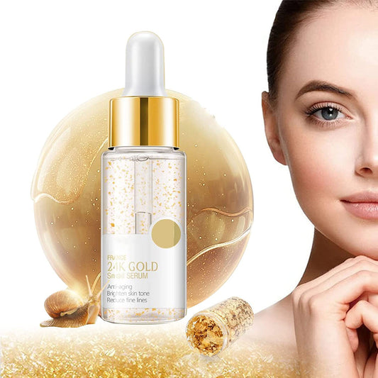 Suero Facial Antienvejecimiento de Oro 24K con Colágeno y Caracol - ¡Reduce arrugas y rejuvenece tu piel!