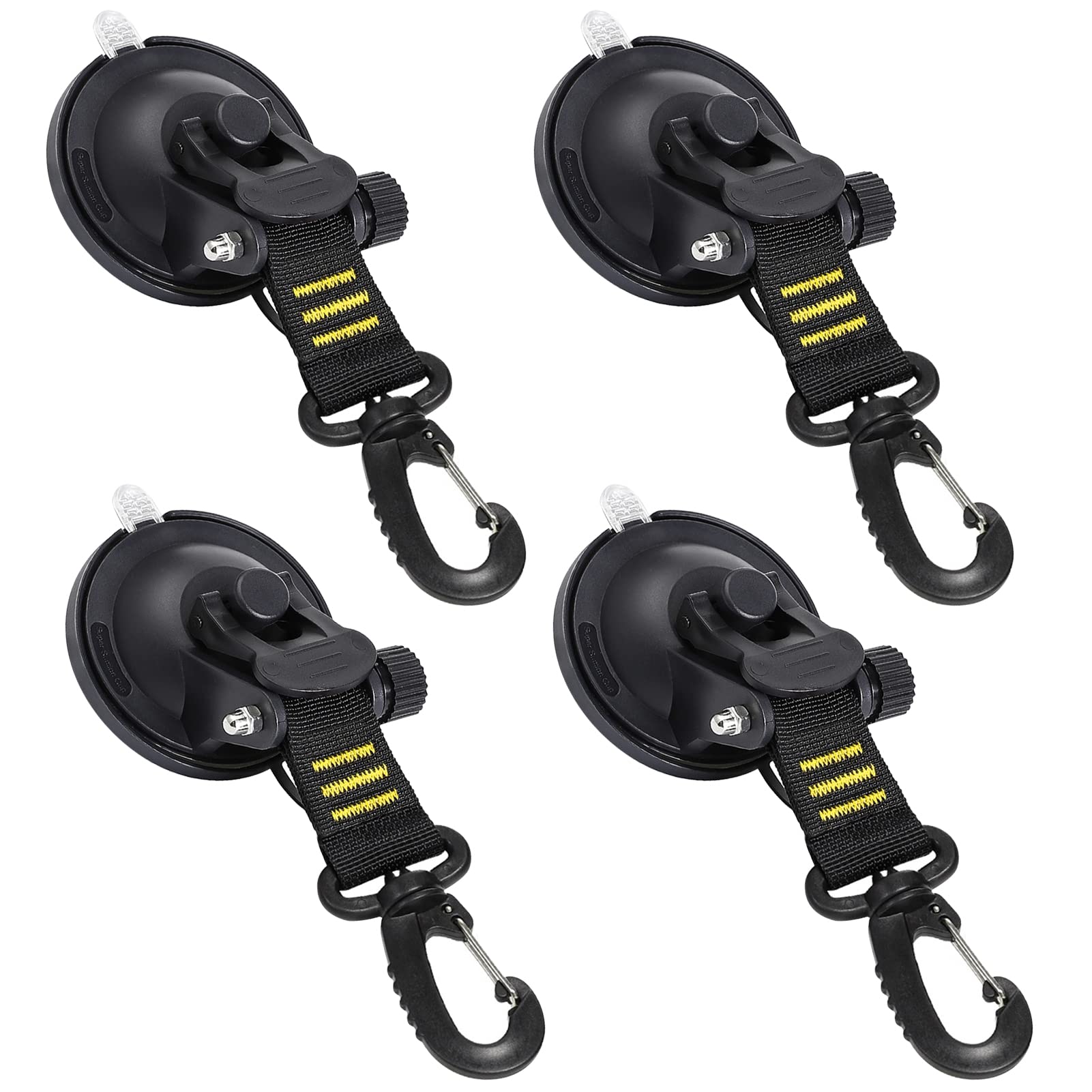 CONBOLA - Ganchos con ventosas, 4 piezas esenciales para acampar al aire última intervensión, resistente, mejorado, con ventosa, accesorios para caravana, gran potencia para caravana, barco, ventana