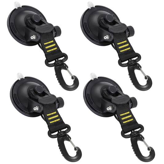 CONBOLA - Ganchos con ventosas, 4 piezas esenciales para acampar al aire última intervensión, resistente, mejorado, con ventosa, accesorios para caravana, gran potencia para caravana, barco, ventana
