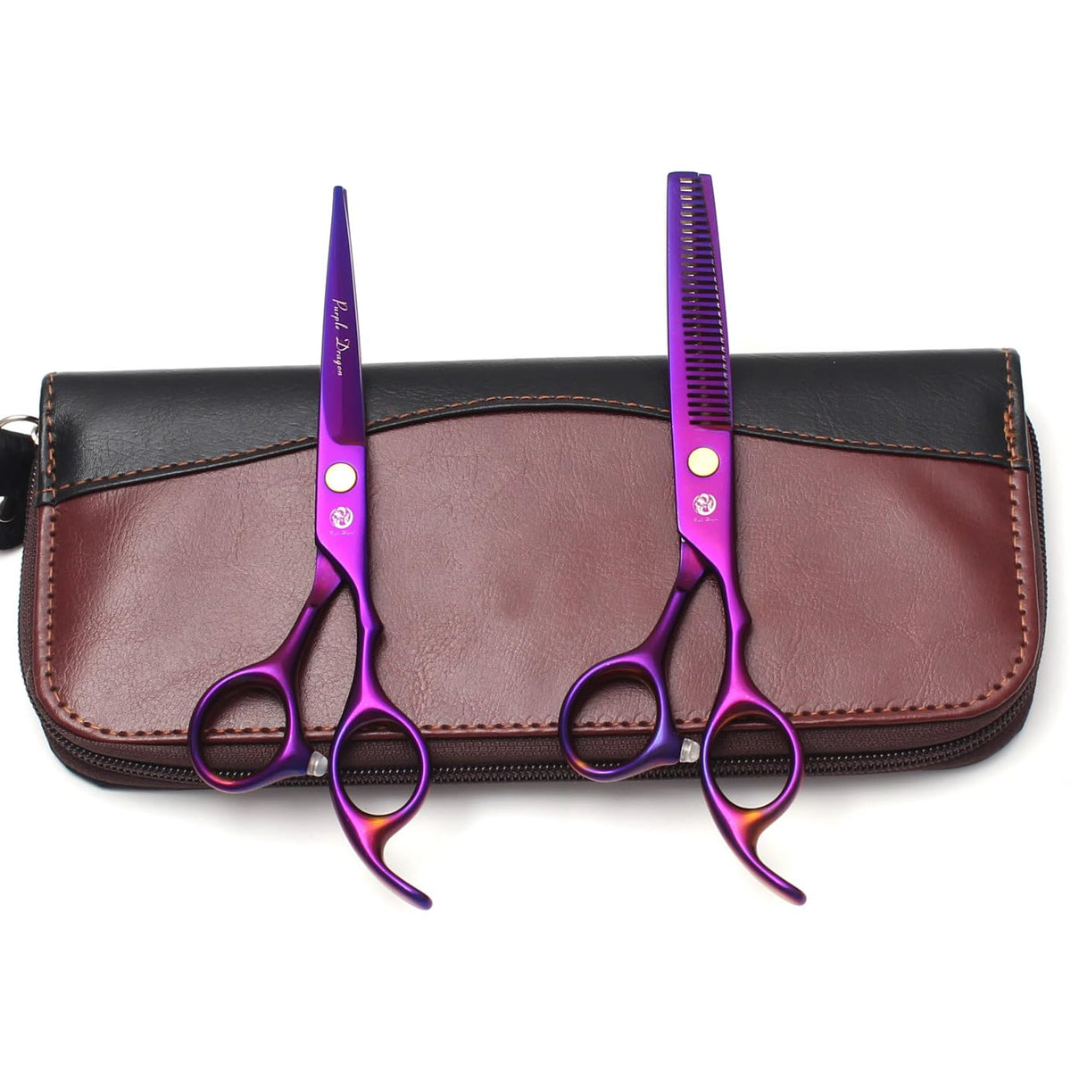 Purple Dragon 6.0 inch Professional Purple Salon Hair Cutting Shears and Thinning Scissors - Perfect for Barber, Hairstylist, Hairdresser and Home Use