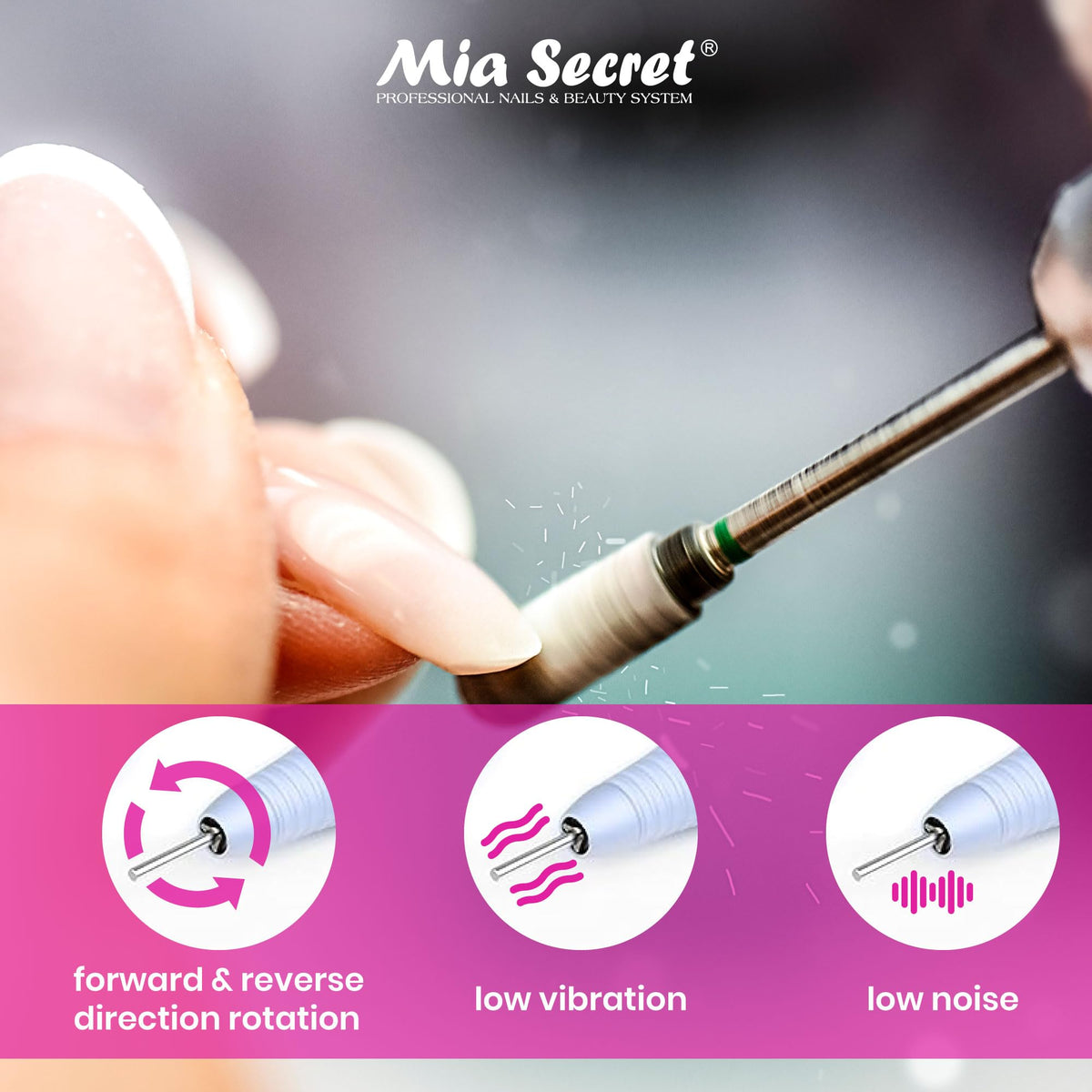 Taladro de Uñas Mia Secret 290 Portátil Recargable para Salón Profesional