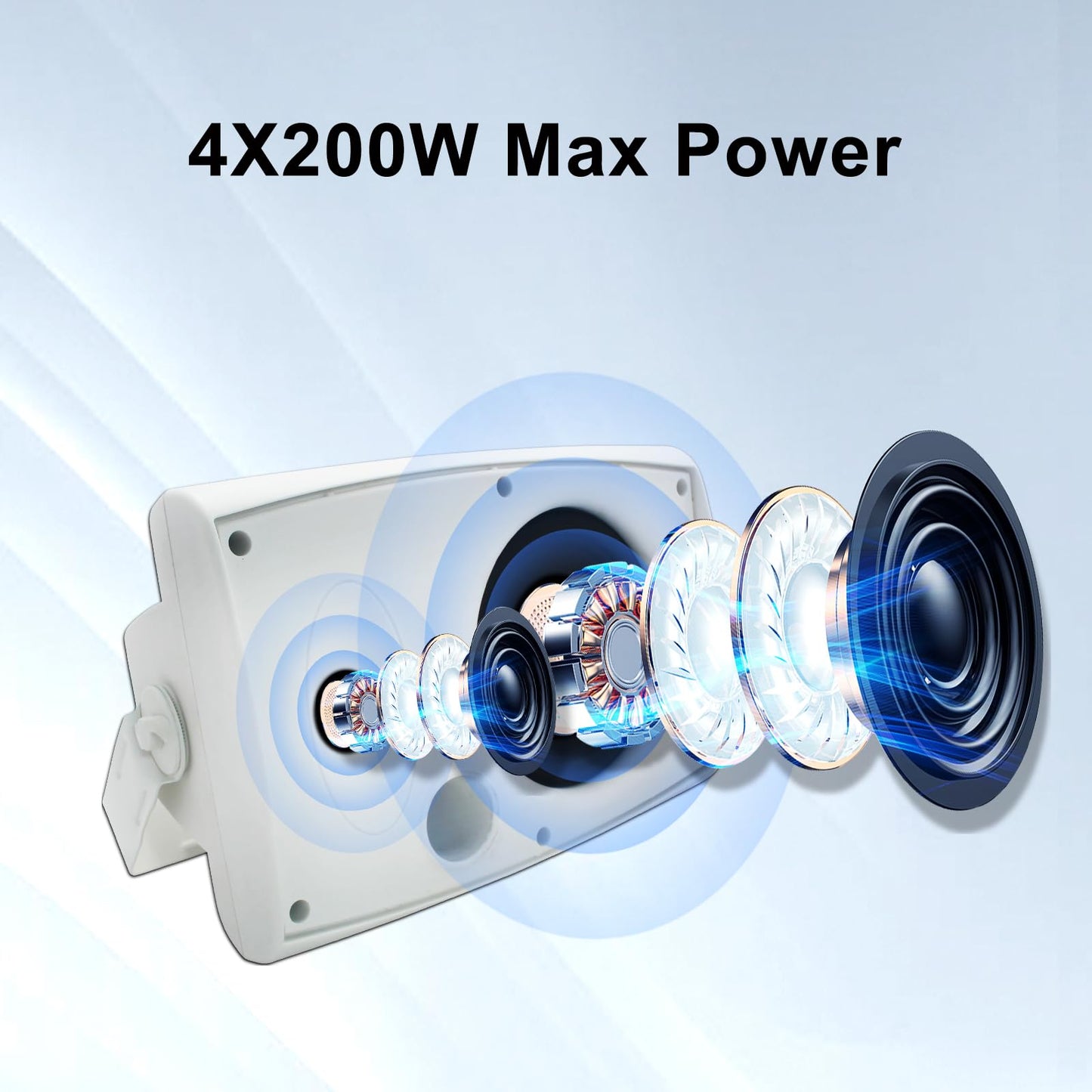STUDIOFINIX - Altavoces para exteriores de 6.5 pulgadas, montados en la pared, 800 W, color negro, solución de audio resistente a la intemperie y de alto rendimiento (4 altavoces) (blanco), ST-602BX2