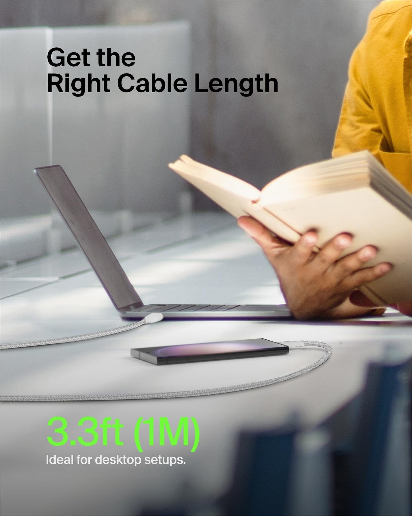 Belkin CAB002bt1MWH Cable Braided USB-C to USB-A 1M Blanco