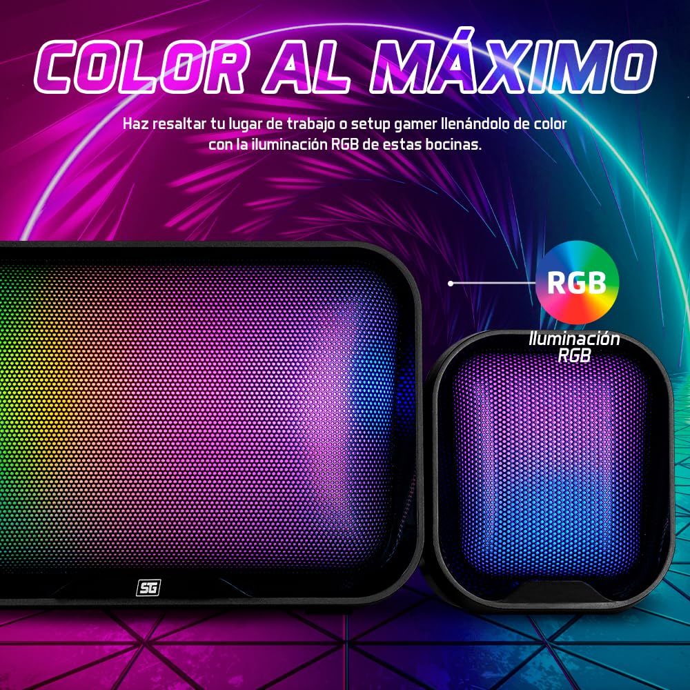 Bocinas 2.1 Vorago SPK-255 RGB Sonido Estéreo Potente para Gaming y Escritorio