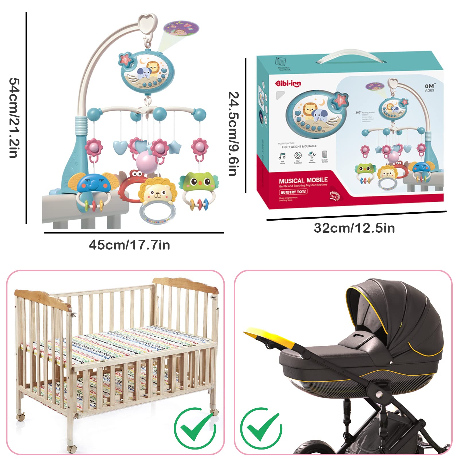 Juguetes para Cuna de Bebe Musical,Móvil para Bebé Giratoria 360° con Proyección y Mando A Distancia,decoración de cama para recién nacidos,Regalo para Recién Nacidos