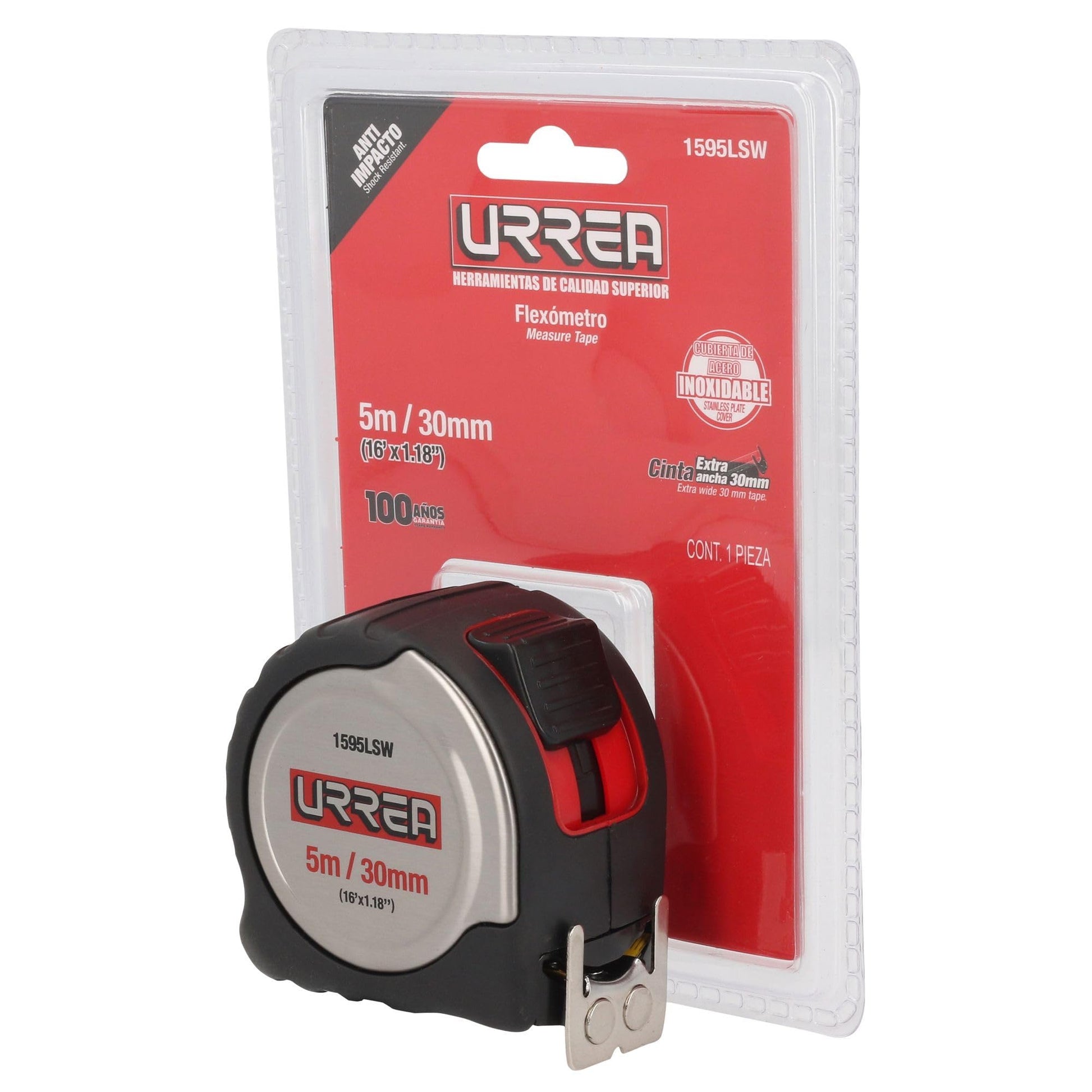 Flexómetro de Acero Inoxidable Urrea 5 m X 30 mm