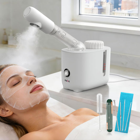 FULOG Vaporizador facial Fulog Nano Iónico con brazo giratorio de 360°, vaporizador facial para esteticistas para limpieza profunda, máquina facial portátil para spa en casa.
