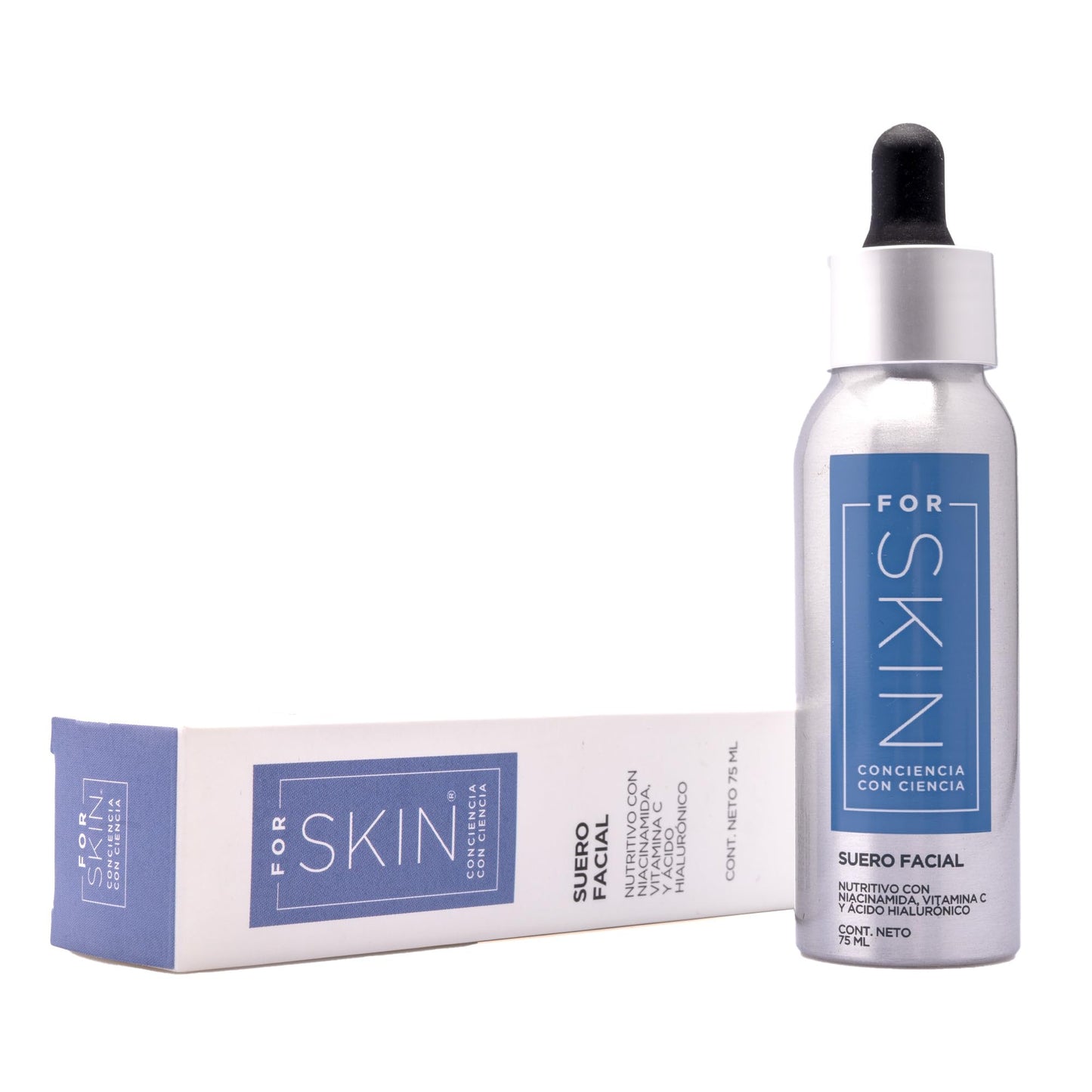 For Skin suero nutritivo regenerador 75 ml | Vitamina c, niacinamida, coenzima Q-10, ácido hialurónico y colágeno | Extractos de aloe vera y manzanilla