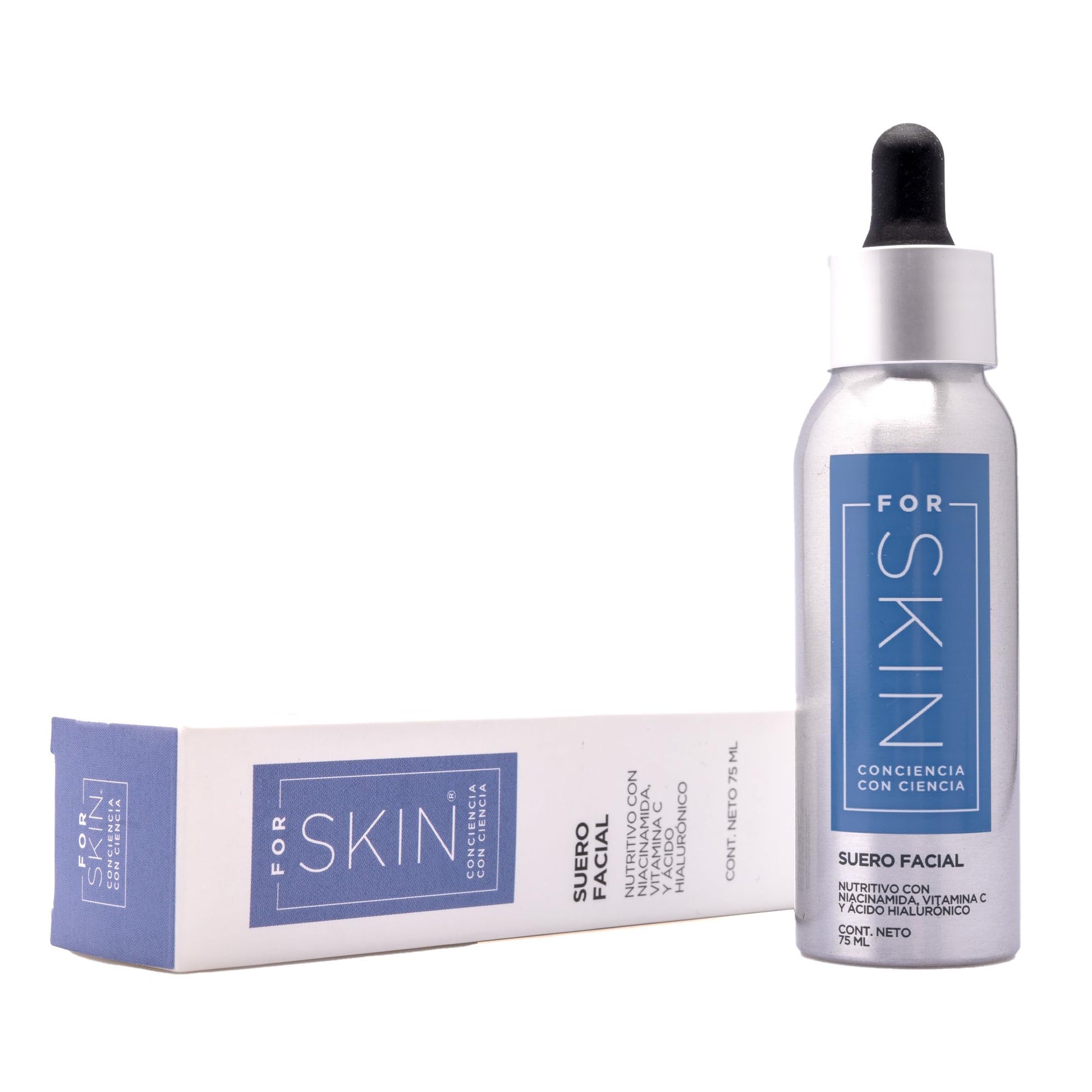 For Skin suero nutritivo regenerador 75 ml | Vitamina c, niacinamida, coenzima Q-10, ácido hialurónico y colágeno | Extractos de aloe vera y manzanilla