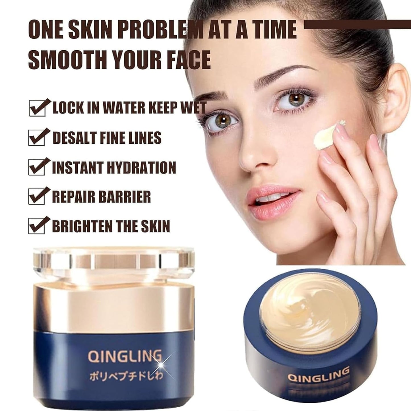 Crema antiarrugas japonesa Qingling, Crema de tratamiento antienvejecimiento reafirmante Qingling, Crema reafirmante de arrugas antienvejecimiento japonesa Qingling, Crema de tratamiento hidratante f