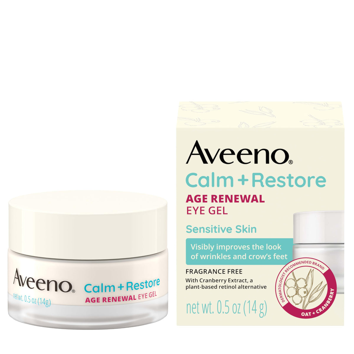 Aveeno Gel Antiedad Para Ojos Calm + Restore Age Renewal Crema Para El Contorno De Ojos Con Extracto Nutritivo De Avena Y Arándano Que Mejora Visiblemente El Aspecto De Arrugas Y Patas De Ga