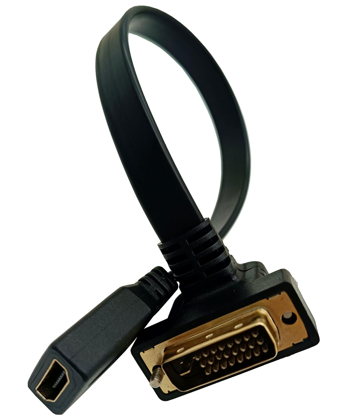 Cable Plano Haokiang DVI a HDMI Dorado 1 Pies 90 Grados
