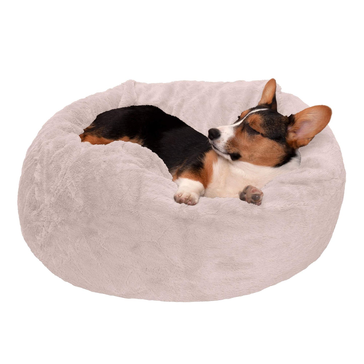 Cama Redonda de Peluche para Mascotas Furhaven Shell Tan Medium