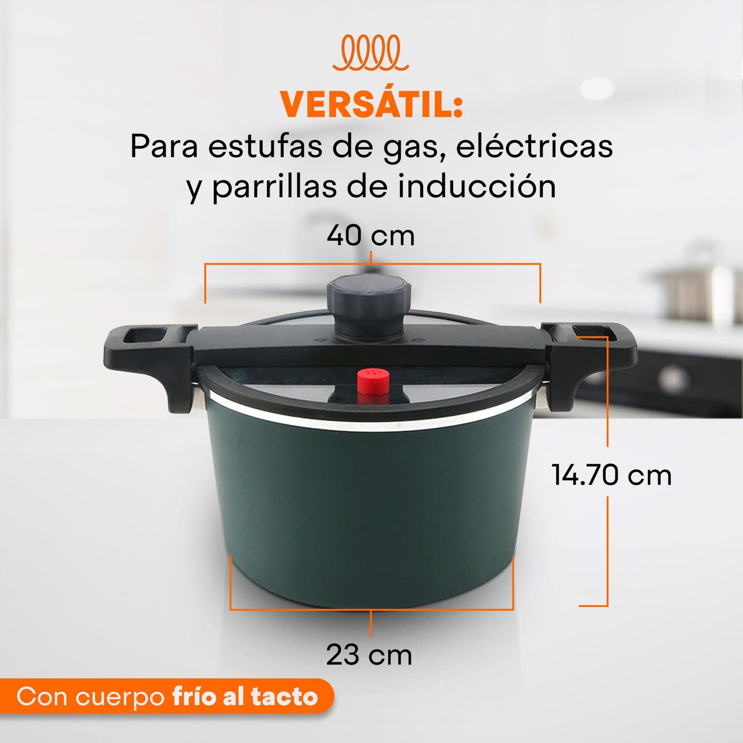 Olla de Presión MasterChef Hukën Express Plus Plata Alta Durabilidad 5L Anti-Adherente