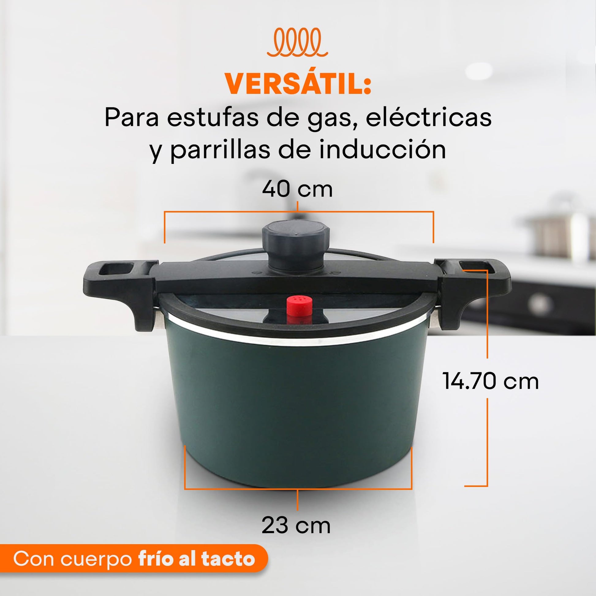 Olla de Presión MasterChef Hukën Express Plus Plata Alta Durabilidad 5L Anti-Adherente