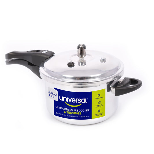 Olla de Presión Universal Aluminio Antioxidante Plata Distribución Uniforme del Calor 4.5 Litros