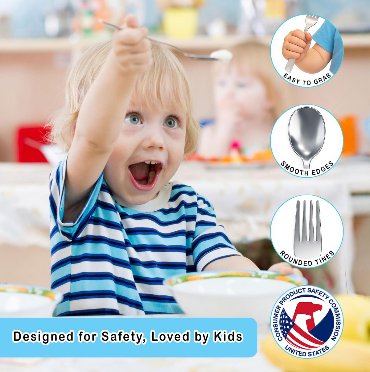 CHILLOUT LIFE Juego De Cubiertos De Acero Inoxidable Para Niños, 12 Piezas, Cubiertos Seguros Para Niños Y Niñas, Incluye 4 Cucharas Pequeñas, 4 Tenedores Y 4 Cuchillos