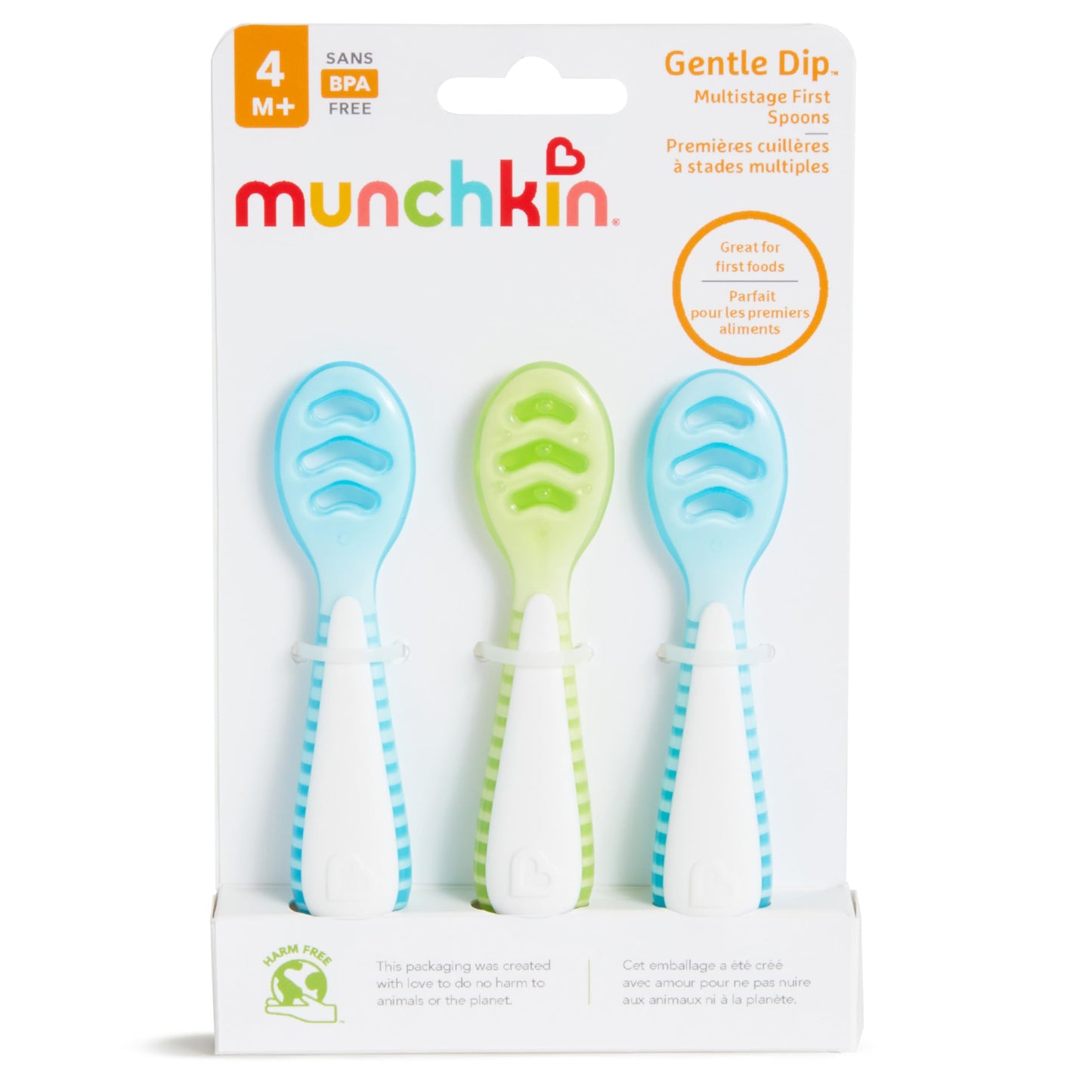Juego de Cucharas Munchkin Azul Verde Gentle Dip multietapa para Destete y Autoalimentación