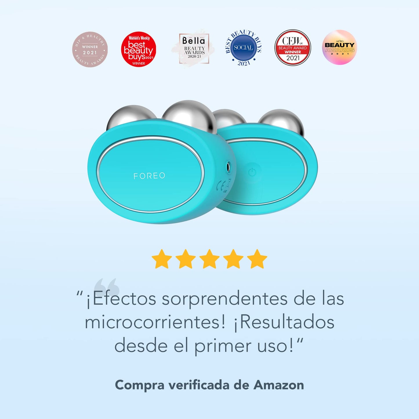FOREO BEAR - Masajeador facial electrico de microcorrientes - Radiofrecuencia facial - Antiarrugas - Belleza y cuidado - Mint