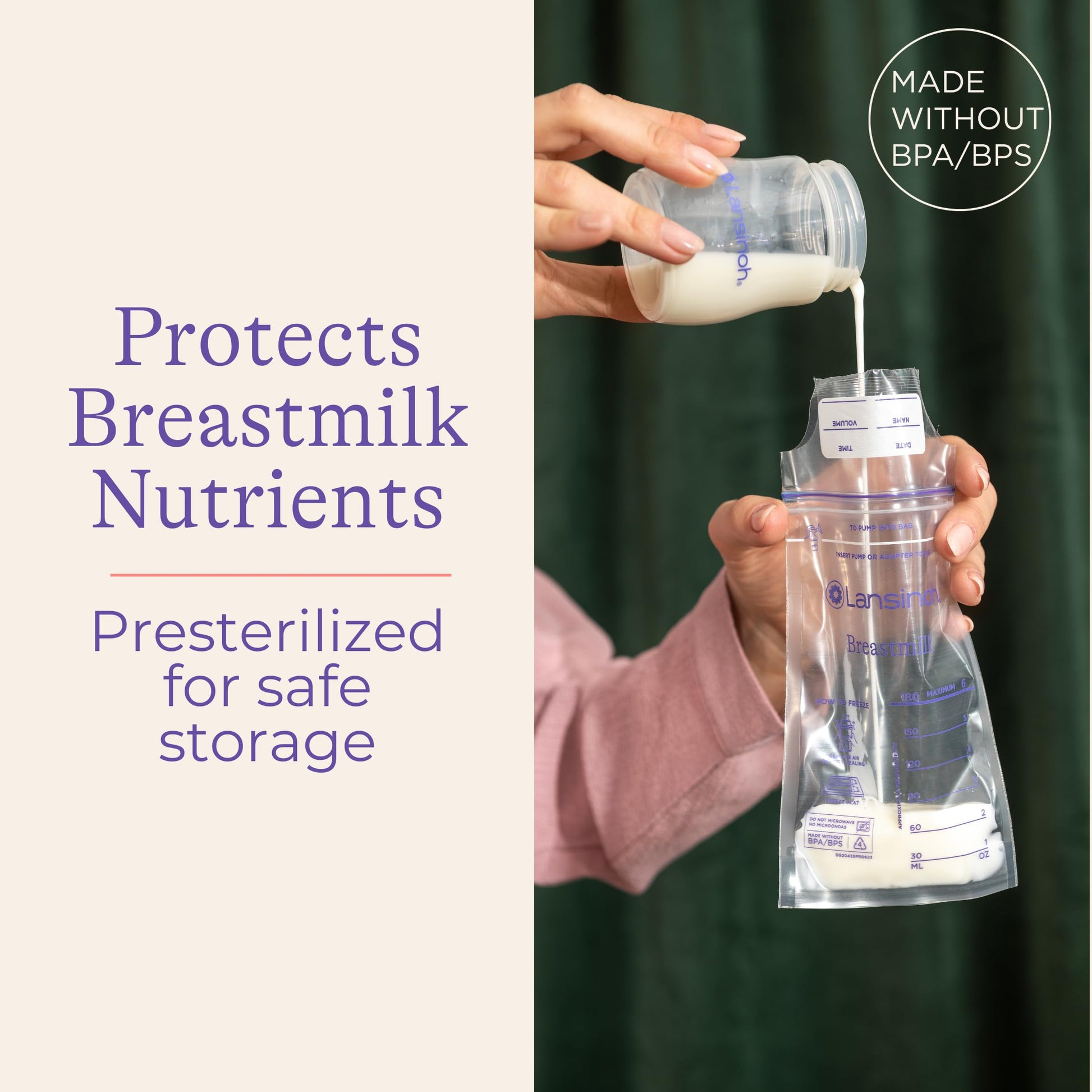 Lansinoh Breastmilk Storage Bags With Convenient Pour Spout and Patented Double Zipper Seal, Ideal for Storing and Freezing Breastmilk, 3 Packs of 25 Count (75 Count), BPA and BPS Free