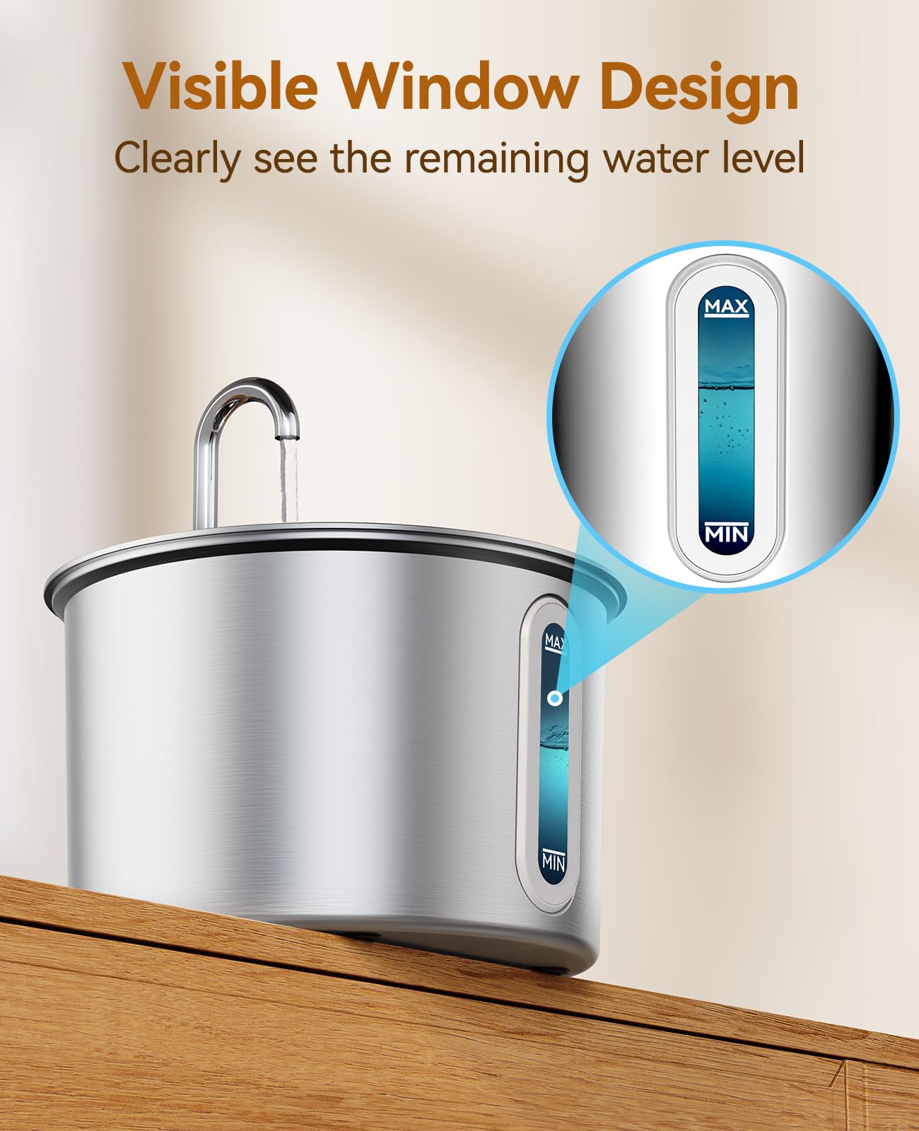 Fuente de Agua de Acero Inoxidable Oneisall Plata con Luz LED para Mascotas de 2 Litros